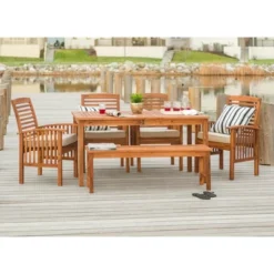 Ravenscroft 6pc Acacia Wood Patio Dining Set - Brown - Saracina Home -Crosley shop GUEST cc9d477f 4df9 4b45 9293 a6e12d5bd191
