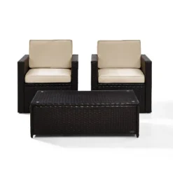 Palm Harbor 3pc Outdoor Wicker Seating Set - Sand - Crosley -Crosley shop GUEST cd1e546a 4542 40d4 becd b0aabcfacc56