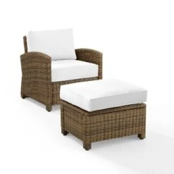 Bradenton 2pc Outdoor Wicker Arm Chair & Ottoman Set - Crosley -Crosley shop GUEST cdac71dc 5653 4ac2 8f03 12d6f40378ec