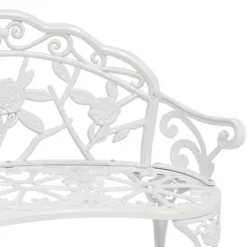 Sunnydaze Decor Sunnydaze 2-Person Classic Rose Design Cast Aluminum Outdoor Garden Bench, White -Crosley shop GUEST cef897db 3a99 4055 9f3c 4185e7aaaa5d