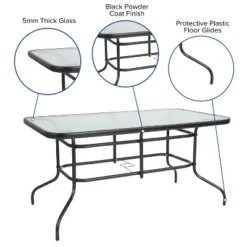 Emma And Oliver Five Piece Patio Table Set With Metal Table With Tempered Glass Top And 4 Flex Comfort Stacking Chairs -Crosley shop GUEST cf7fe4e7 0674 4be5 8fdd 2ea3fdea04ef