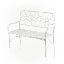 36" X 45" Daisy Metal Garden Bench White - Alpine Corporation -Crosley shop GUEST d158fcd9 8476 40c4 a5b4 7f736a7e6c41