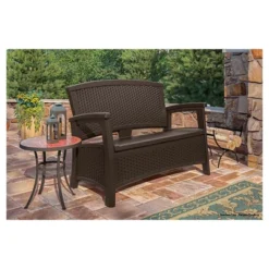 Suncast ELEMENTS Resin Patio Storage Loveseat - Java -Crosley shop GUEST d192ff55 94bb 49e8 b401 b6c4f4d53c76