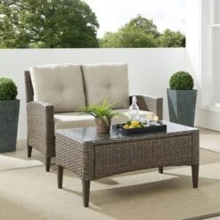 Rockport 2pc Outdoor Wicker Loveseat Seating Set - Crosley -Crosley shop GUEST d1ab24b2 c249 47f3 949c 195a873cf7bc