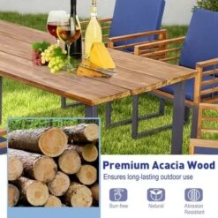 Costway 7pcs Patio Acacia Wood Dining Chair & Table Set Heavy-Duty Space-Saving Outdoor -Crosley shop GUEST d1e15349 9a28 4ae1 b6d5 5b3e9962fb81