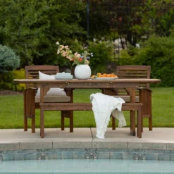 Ravenscroft 4pc Extendable Acacia Wood Outdoor Dining Set - Saracina Home -Crosley shop GUEST d1e17e82 6666 4c9e 9100 6baec1df9027