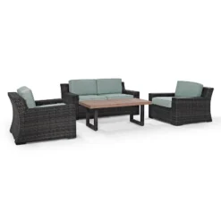 Beaufort 4pc Outdoor Wicker Seating Set - Mist - Crosley -Crosley shop GUEST d1e5ba70 cb5d 4551 8509 2b10fc7791dc