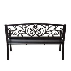 Evergreen Blooming Garden Metal Bench, Black -Crosley shop GUEST d2820f45 ee0e 4132 98c9 e0f641e317bd