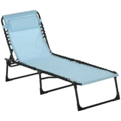Outsunny Outdoor Folding Chaise Lounge Chair Portable Lightweight Reclining Garden Sun Lounger With 4-Position Adjustable Backrest For Patio, Deck, And Poolside -Crosley shop GUEST d28af4cc 21a0 42a2 aa25 907a91e3c4fa