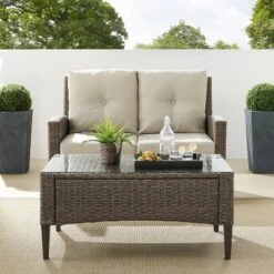 Rockport 2pc Outdoor Wicker Loveseat Seating Set - Crosley -Crosley shop GUEST d2cad8fe 3efb 47fd a8d1 8aa4380948ea