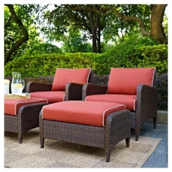 Kiawah 4 Piece Outdoor Wicker Seating Set Sangria - Crosley -Crosley shop GUEST d2f6c8fc dd01 4a00 8219 c4d74ab10f48