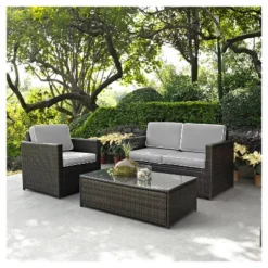 Palm Harbor 3pc All-Weather Wicker Patio Seating Set - Crosley -Crosley shop GUEST d3366f90 5c79 46d6 8a69 b41e9529ce58