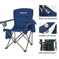 KingCamp Padded Folding Lounge Chairs With Built-In Cupholder, Insulated Cooler Sleeve, And Side Storage Pocket For Indoor & Outdoors, Blue (2 Pack) -Crosley shop GUEST d36c89d0 55c2 4c41 acc6 dc893f089d8d