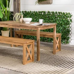 3pc Acacia Wood X Design Outdoor Patio Dining Set - Brown - Saracina Home -Crosley shop GUEST d443785c 83db 4334 bf12 a97492ae3d88