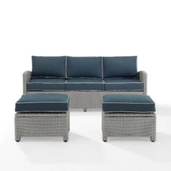 Bradenton 3pc Outdoor Wicker Sofa & 2 Ottoman Set - Navy/Gray - Crosley 15 Bradenton 3pc Outdoor Wicker Sofa & 2 Ottoman Set - Navy/Gray - Crosley -Crosley shop GUEST d64c4c92 b313 4834 af97 58739b1f4216