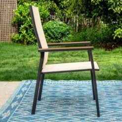 Captiva Designs 9pc Outdoor Dining Set With Rectangle Table And Beige Aluminium Textilene Chairs -Crosley shop GUEST d6658c01 6243 44c1 bcc2 872d45a107fc