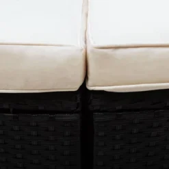 6pc Wicker Round Outdoor Sectional Set With Cushions - Black/Beige - GODEER -Crosley shop GUEST d6a48e29 614b 479c b77c a15425664103