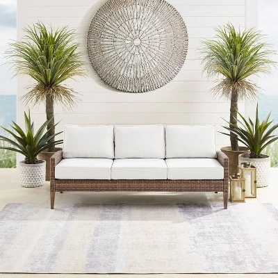 Capella Outdoor Wicker Sofa - Cream/Brown - Crosley 2 Capella Outdoor Wicker Sofa - Cream/Brown - Crosley - Image 2