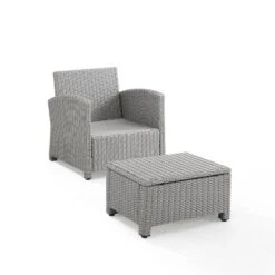 Bradenton 2pc Outdoor Wicker Arm Chair & Ottoman Set - Crosley -Crosley shop GUEST d7c89556 c27c 4baf a61c d214e675b712
