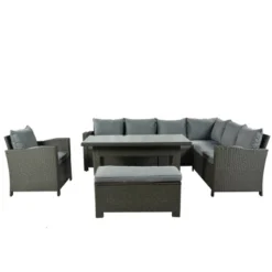 6pc Outdoor Set With Loveseats, Sofa, Chair, Bench & Coffee Table - Gray - GODEER -Crosley shop GUEST d8c29ecb 0c28 4583 8538 f2450287907c