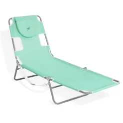 Ostrich Chaise Lounge Outdoor Portable Folding 4 Position Recliner Chair For Beach, Patio, Camp, And Pool With Carrying Strap, Teal (2 Pack)