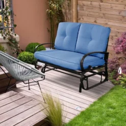 Costway Glider Outdoor Patio Rocking Bench Loveseat Cushioned Seat Steel Frame Blue 16 Costway Glider Outdoor Patio Rocking Bench Loveseat Cushioned Seat Steel Frame Blue -Crosley shop GUEST d9145d41 290b 4117 b0be ca69ee801424