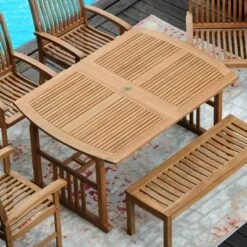 Cambridge Casual 6pc Auburn Teak Outdoor Patio Dining Furniture Set With Cushion -Crosley shop GUEST d96f1732 abba 4a41 8daa c38ef52e0c45