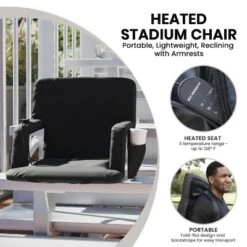 Flash Furniture Malta Portable Heated Reclining Stadium Chair With Armrests, Padded Back & Heated Seat With Dual Storage Pockets And Backpack Straps -Crosley shop GUEST db004fd5 55b6 4f22 a6e3 2bfc4bc3eec7