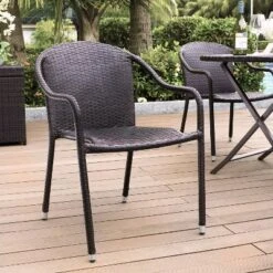 Palm Harbor 4pk Outdoor Wicker Stackable Chairs - Brown - Crosley -Crosley shop GUEST db2ea0f9 b9e4 4adc 9d62 48519c5a3ab8