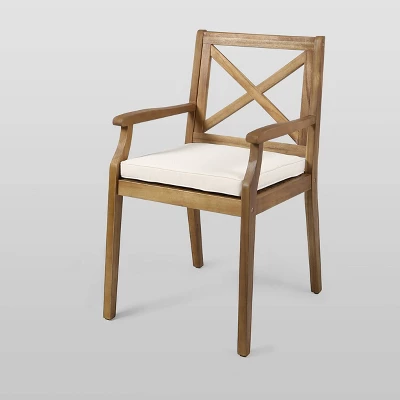 Pines 5pc Acacia Wood Dining Set - Teak/Cream - Christopher Knight Home 1 Pines 5pc Acacia Wood Dining Set - Teak/Cream - Christopher Knight Home