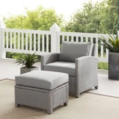 Bradenton 2pc Outdoor Wicker Arm Chair & Ottoman Set - Crosley