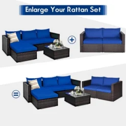 Costway 4PCS Patio Rattan Corner Sofa Sectional Furniture SetBlueBeigeNavy Cushion 19 Costway 4PCS Patio Rattan Corner Sofa Sectional Furniture SetBlueBeigeNavy Cushion -Crosley shop GUEST dc491373 203d 4282 b258 a7dea965f719
