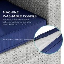 Best Choice Products 2-Person Outdoor Patio Loveseat Wicker Sofa Couch Furniture Set W/ 2 Accent Pillows - Gray/Navy -Crosley shop GUEST dd3b8b00 9ebe 4f02 b3cf 406ca31220a5