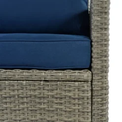 5pc Outdoor Wicker Conversation Set With Cushions - Blue - GODEER -Crosley shop GUEST dd452dc0 c86e 4ae6 b3b7 f1f01907ffe4