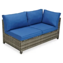 4pc Wicker Patio Sectional Seating Set - Blue - EDYO LIVING -Crosley shop GUEST dd7113d7 5bf1 44b2 ace3 1cb67a77c913