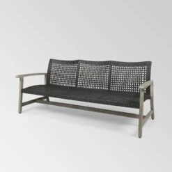 Hampton Wood & Wicker Sofa - Light Gray/Black - Christopher Knight Home -Crosley shop GUEST dd884e1e bd2b 4307 91f1 a07d252e9507
