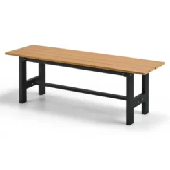 Costway 2PCS Outdoor HDPE Bench With Metal Frame 47'' X 14'' X 16'' For Yard Garden Brown/Black/Gray -Crosley shop GUEST de1d13f1 3f0b 439a 8d90 cb17742089de