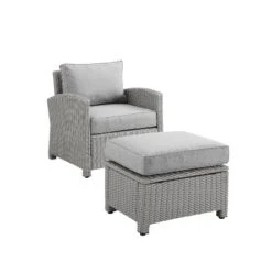 Bradenton 2pc Outdoor Wicker Arm Chair & Ottoman Set - Crosley -Crosley shop GUEST de77ea8f 181a 4420 9995 d31e7e4888e7