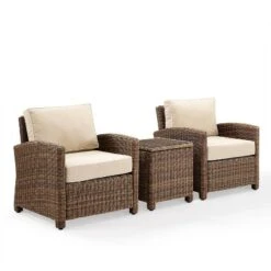 Bradenton 3pc Outdoor Wicker Seating Set With Two Chairs & Side Table Sand - Crosley -Crosley shop GUEST dee150ab 8a20 4466 8ace 73f333944cd5