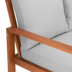 Grafton Eucalyptus 2 Seat Outdoor Bench With Cushions - Gray/Natural - Alaterre Furniture -Crosley shop GUEST e0210ffe dbd9 4d6f a1ec 48f5c531ad16