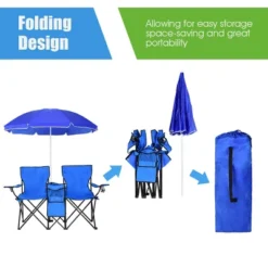 Costway Portable Folding Picnic Double Chair W/Umbrella Table Cooler Beach Camping Chair 13 Costway Portable Folding Picnic Double Chair W/Umbrella Table Cooler Beach Camping Chair -Crosley shop GUEST e0bb56f8 8ff9 4e00 8c80 2590019f27f9