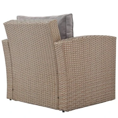 4pc Outdoor Wicker Conversation Set With Cushions - Gray - GODEER 7 4pc Outdoor Wicker Conversation Set With Cushions - Gray - GODEER - Image 7