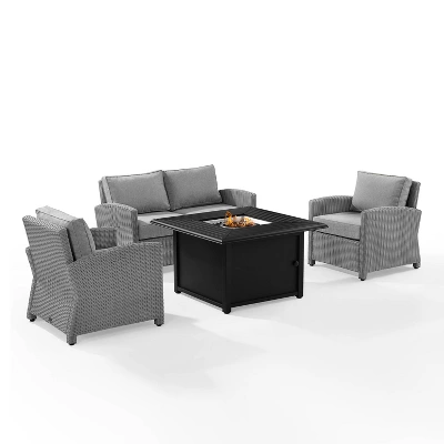 Bradenton 4pc Wicker Seating Set With Fire Table - Crosley 1 Bradenton 4pc Wicker Seating Set With Fire Table - Crosley