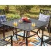 Captiva Designs 5pc Steel Outdoor Patio Dining Set With Patterned Arm Chairs & Square Table With Umbrella Hole Black