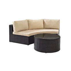 Catalina 2pc Outdoor Wicker Sectional Set - Sand - Crosley -Crosley shop GUEST e2e22843 7bf1 4115 b438 395656cb80f8