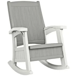 Suncast Outdoor Lightweight Portable Rocking Chair With 7 Gallon In-Seat Storage, Porch, Patio, Deck Furniture, 375 Pound Capacity, Dove Gray (2 Pack)