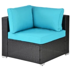 5pc Wicker Patio Sectional Seating Set With Cushions - Espresso/Blue - GODEER 18 5pc Wicker Patio Sectional Seating Set With Cushions - Espresso/Blue - GODEER -Crosley shop GUEST e31515f5 6fce 4c68 b281 bd4c6ecc5ca2