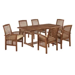 7pc Acacia Wood Patio Dining Set With Cushions - Saracina Home -Crosley shop GUEST e337eac1 6660 4fee 8206 29a97ef71e04