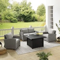 Bradenton 4pc Wicker Seating Set With Fire Table - Crosley 23 Bradenton 4pc Wicker Seating Set With Fire Table - Crosley -Crosley shop GUEST e39a96cf c9ab 43f2 9c71 14a2a46a86f0