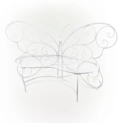 38" X 62" Metal Butterfly Outdoor Bench White - Alpine Corporation -Crosley shop GUEST e3cbfdd7 a955 4b37 ad0f c7b20e813f78